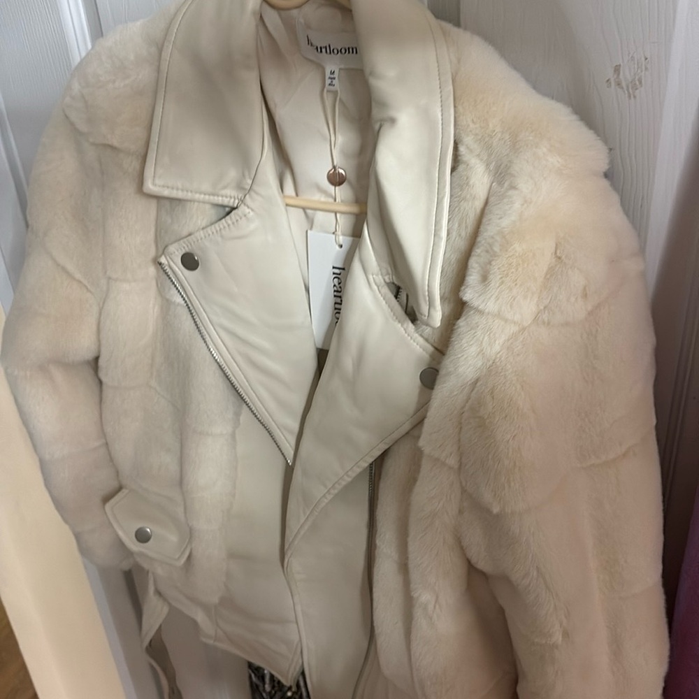 White fur moto jacket